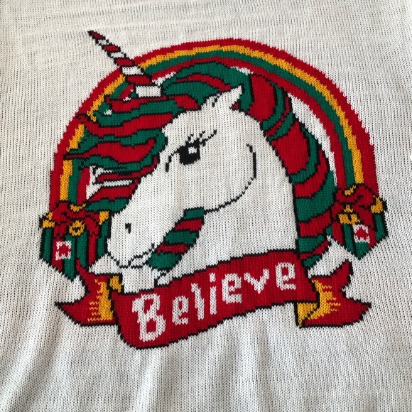 Unicorn Holiday Believe  Size XL Sweater NWT. - Picture 4 of 8